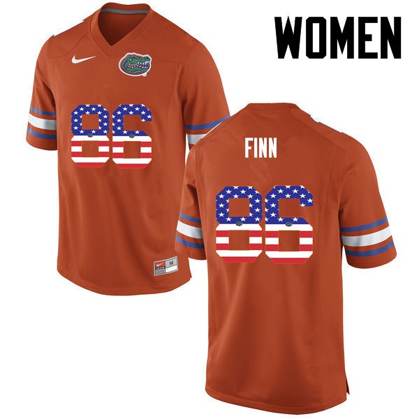 Florida Gators Women #86 Jacob Finn College Football Jersey USA Flag Fashion Orange